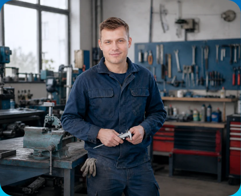 Samozatrudniony mechanik w warsztacie